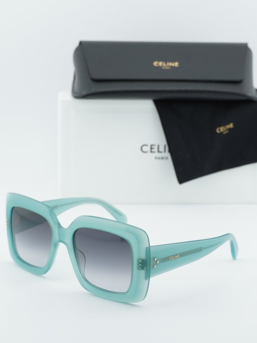 Celine PARIS CL40263I 93B Square Sunglasses - Teal / Grey